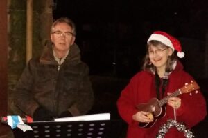 Street Carol Singing with added ukulele and mince pies, Balfour St, North Berwick